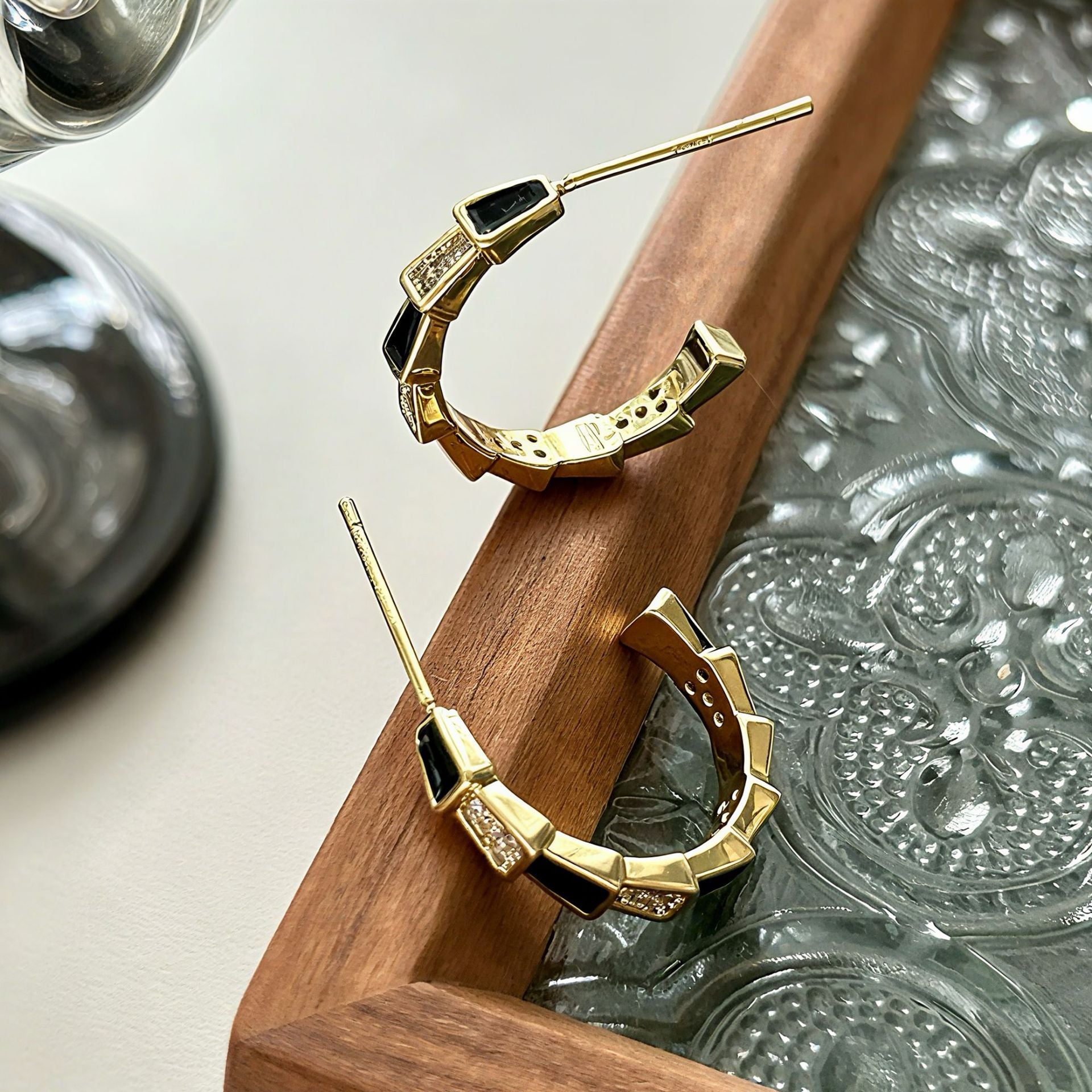 Geometric Earrings For Women Featuring Real Gold Plated Design With Copper Ear Pins