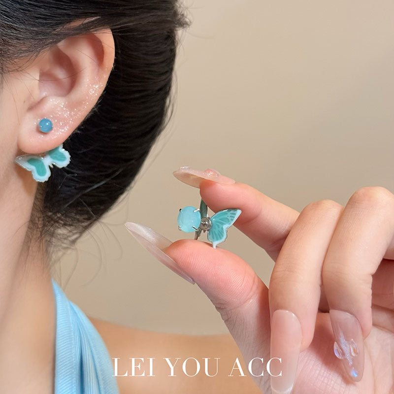 Butterfly Ear Cartilage Rings & Studs For Women In Light Green, Featuring 925 Sterling Silver Pins With New Style