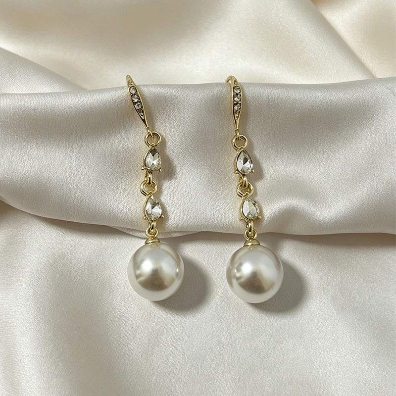 Crown Earrings For Women In White Alloy With Copper Ear Pins Featuring Elegant Style