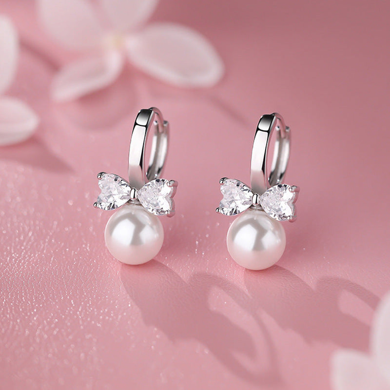 Luxurious Bow Tie Earrings For Women With Electroplated Copper And Zircon Inlay Featuring Bezel Setting