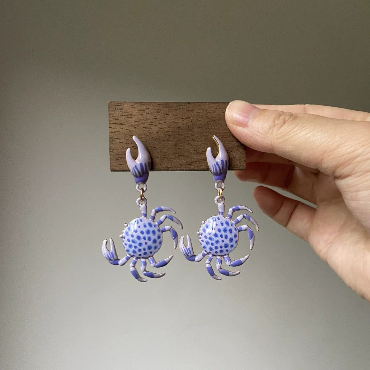 Crab Earrings For Women Featuring 925 Sterling Silver Posts In Cute Style With Purple Zinc Alloy Design
