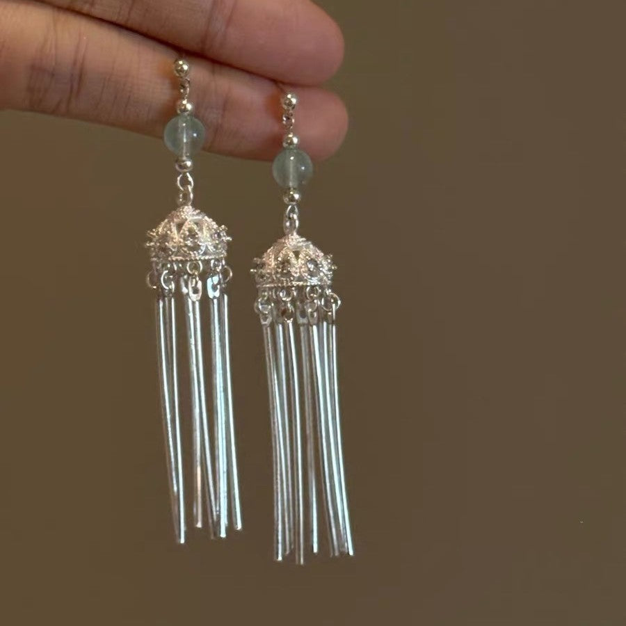 Geometric Tassel Earrings For Women With 925 Sterling Silver Ear Pins Featuring Retro Style In Alloy