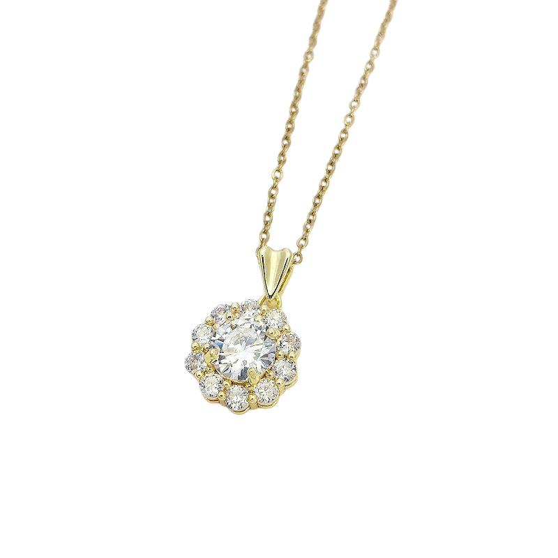 Handmade Classic Style Geometric Necklace For Women In 201 Stainless Steel With Glass Inlay And Cable Chain