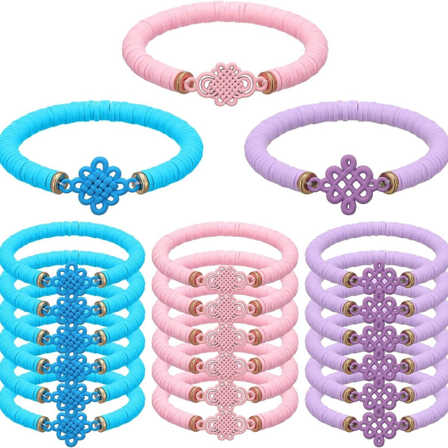 Handmade Knot Bracelet In Natural Pink Soft Clay, Unisex Design