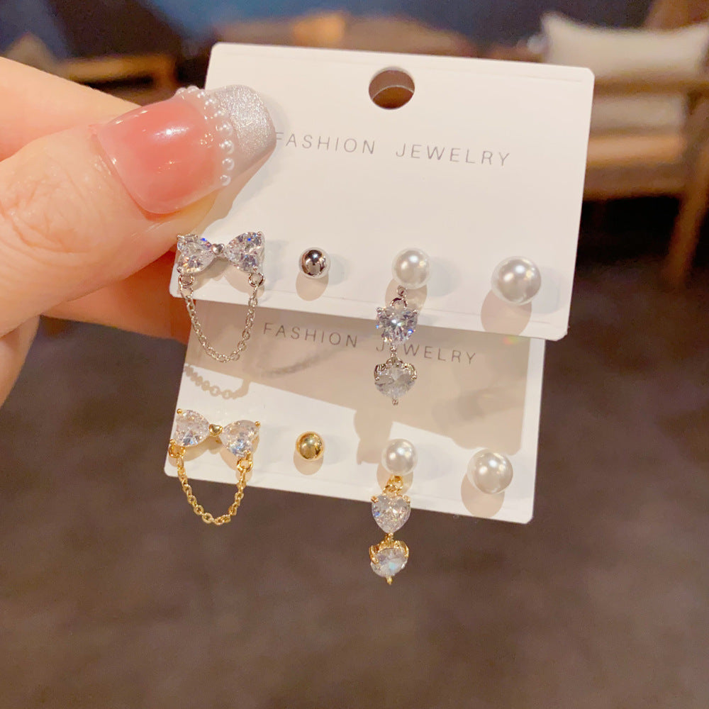 Bow Tie Earrings For Women With Copper Ear Pins, Real Gold Plated And Zircon Inlay
