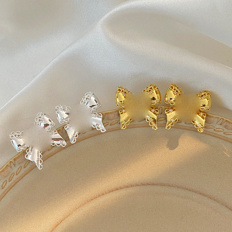 Gold Bow Tie Earrings For Women Featuring Copper Ear Pins In Sweet Style