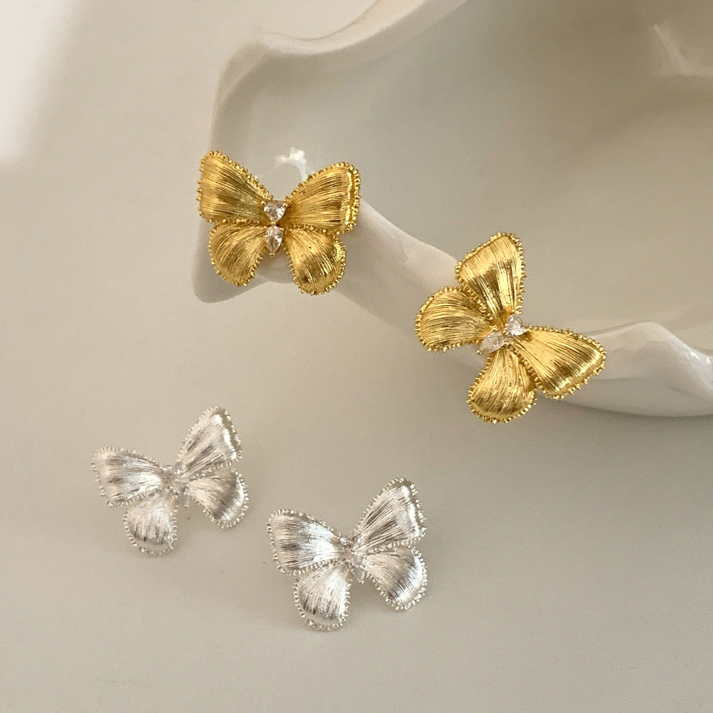 Gold Bow Tie Earrings For Women Featuring Copper Ear Pins In Retro Style