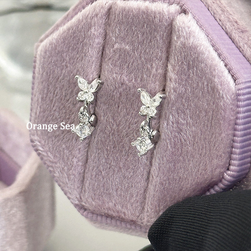 Luxurious Bow Tie Earrings For Women With Copper Posts And Zircon Inlay