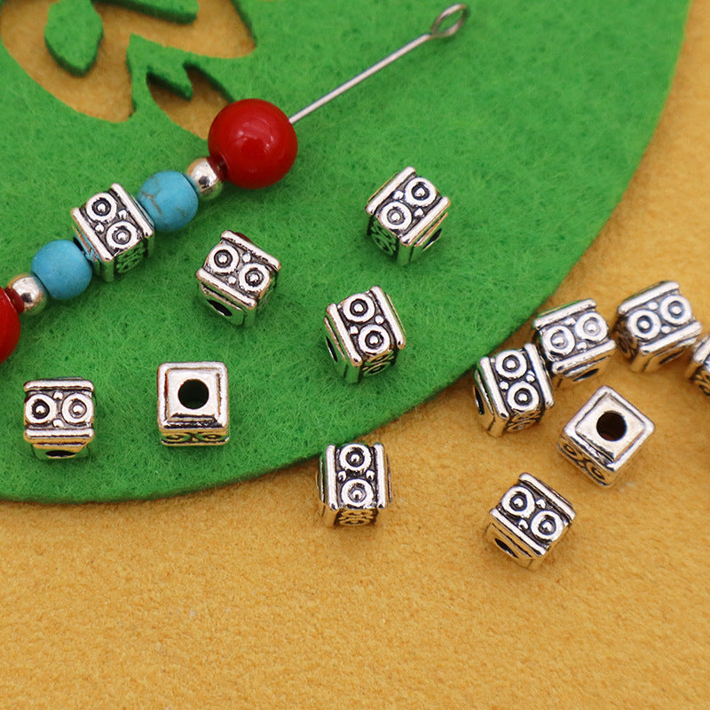 Antique Silver Plated Alloy Circle Beads For Jewelry Making, Diameter 5mm With 2-2.9mm Hole, Electroplated Finish