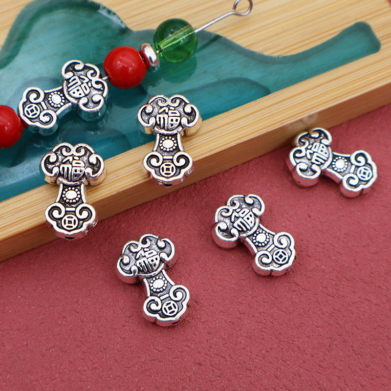 Electroplated Zinc Beads For Jewelry Making With 1~1.9mm Hole Size In Retro Style
