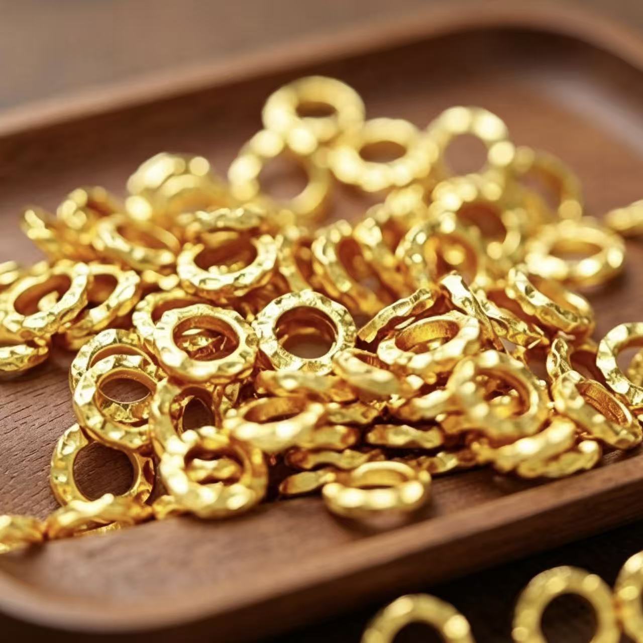 Maya Electroplated Golden Plated Copper Spacer Bars With Hole Size 6~9.9mm For Jewelry Accessories