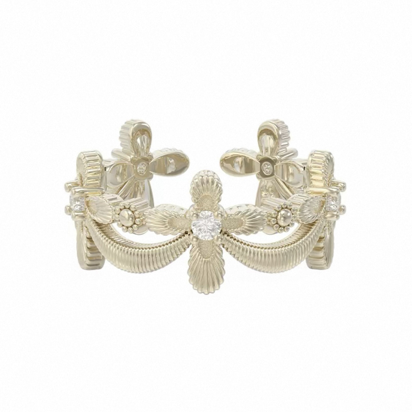 Elaborate Copper Cross Ring For Women In Maillard Style, Available In Silver