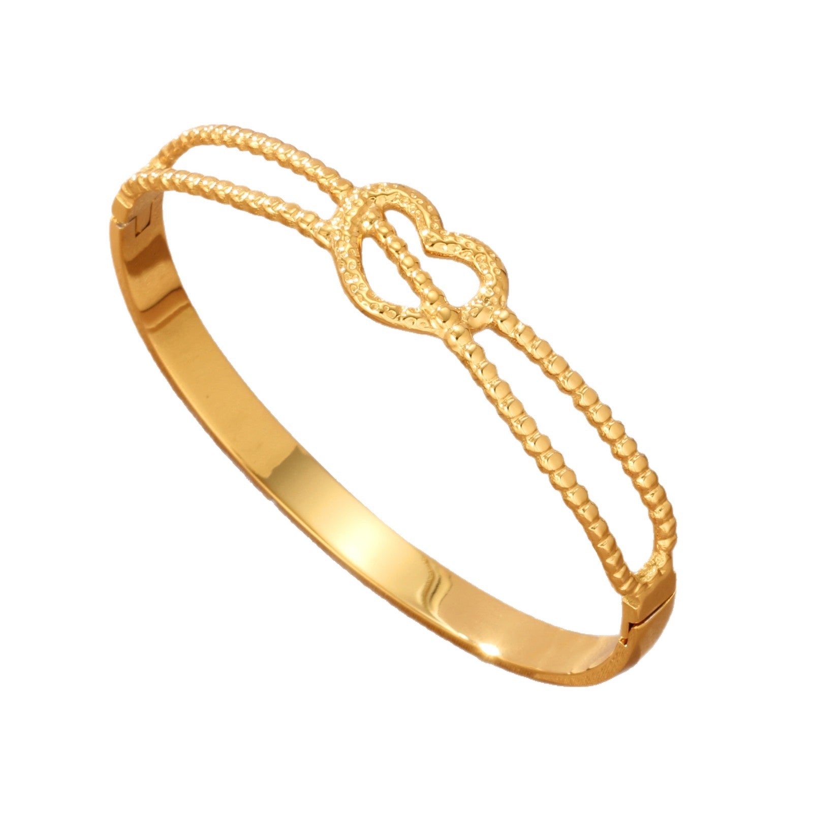 Heart Shape Bangle In 304 Stainless Steel With 18K Real Gold Plated Finish And PVD Coated For Durability, Available In Gold