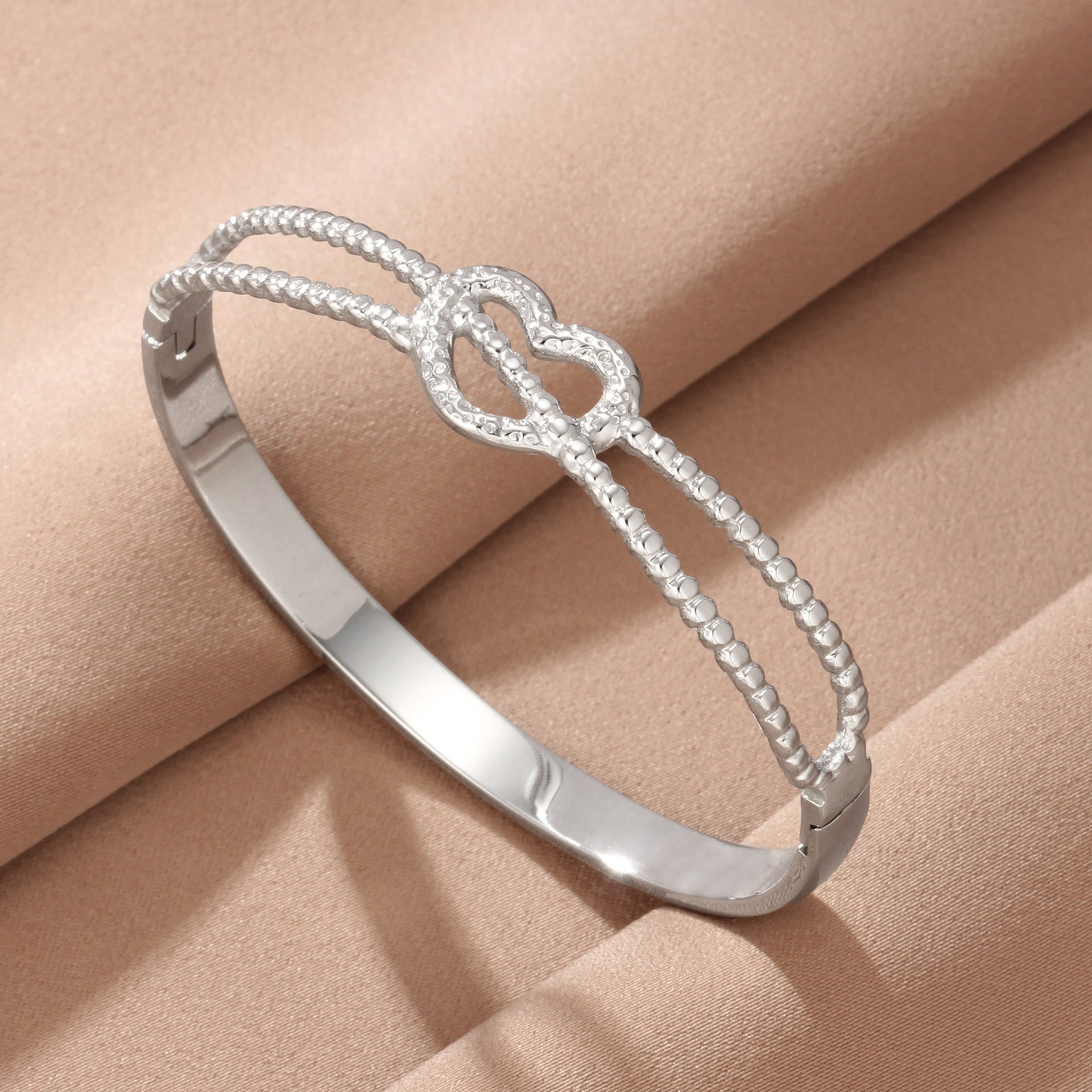 Heart Shape Bangle In 304 Stainless Steel With 18K Real Gold Plated Finish And PVD Coated For Durability, Available In Gold