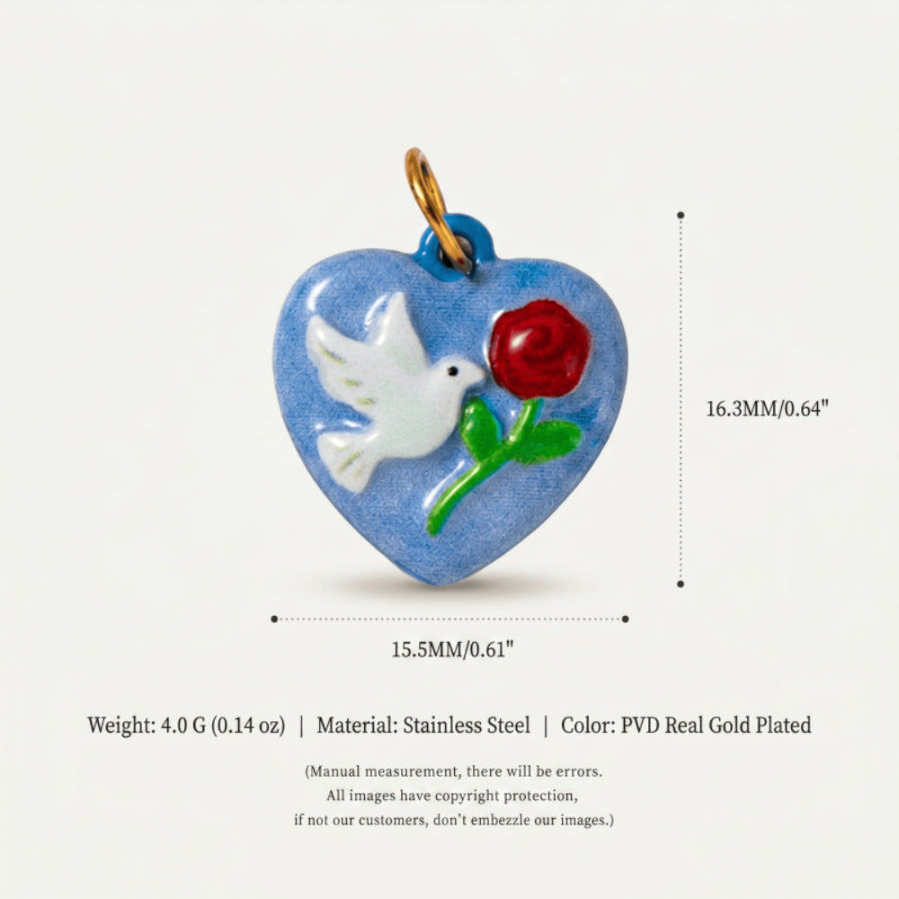 Heart Shape Cartoon Style Pendant In Metal With Zircon Inlay, PVD Coated And 18K Real Gold Plated Finish