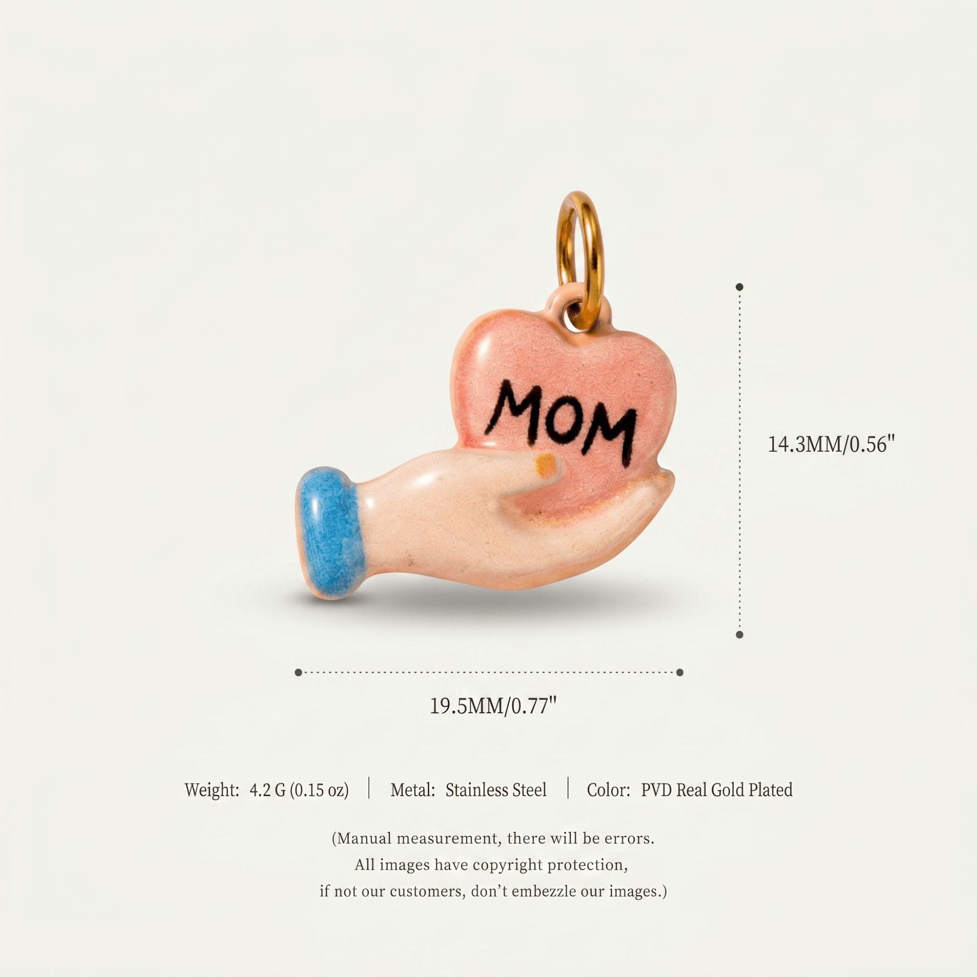 Heart Shape Cartoon Style Pendant In Metal With Zircon Inlay, PVD Coated And 18K Real Gold Plated Finish