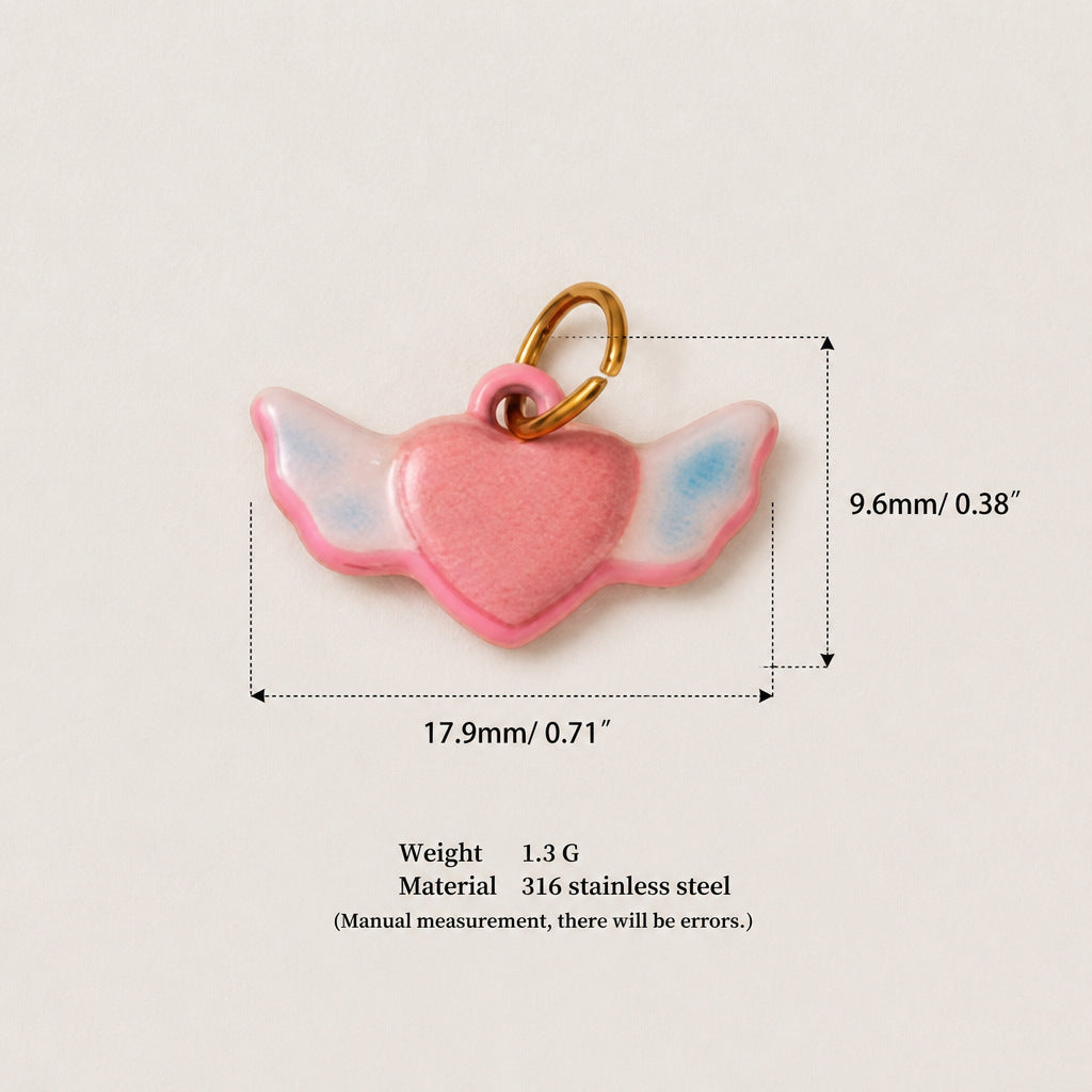 Heart Shape Cartoon Style Pendant In Metal With Zircon Inlay, PVD Coated And 18K Real Gold Plated Finish