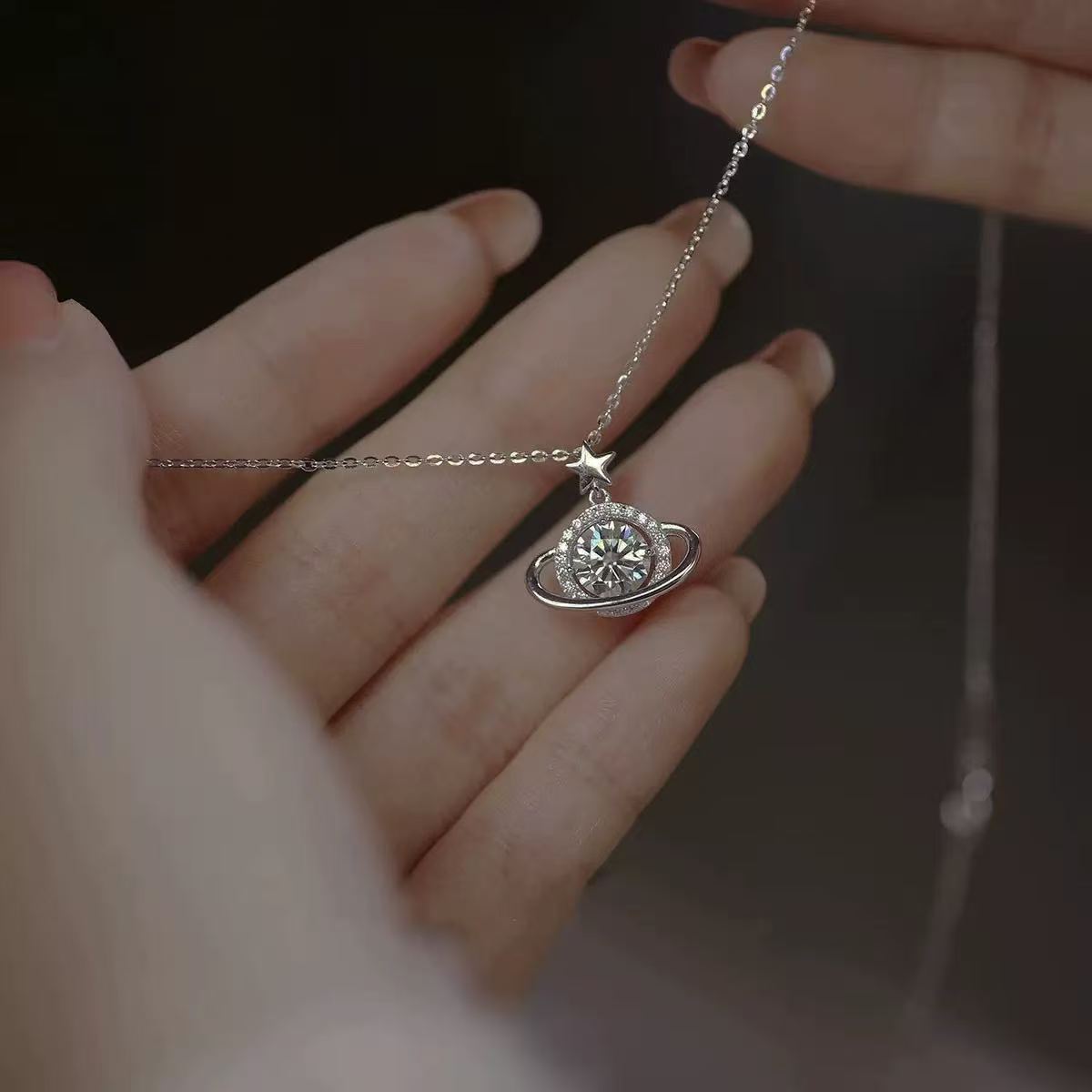 Earth Pattern Choker Necklace For Women With Copper Alloy Chain And Copper Alloy Pendant Featuring Zircon Inlay