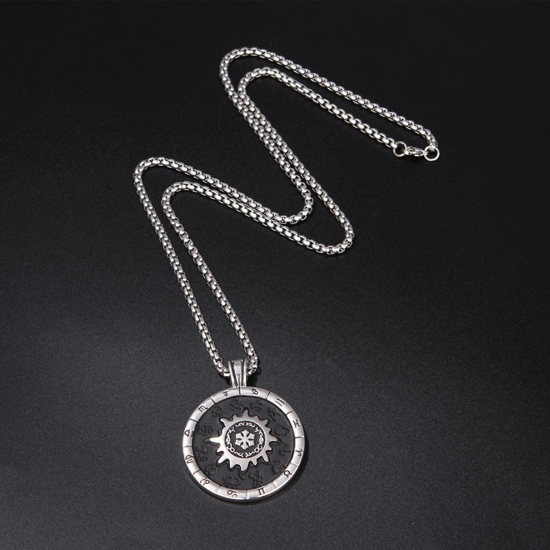 Hip-Hop Constellation Necklace In Titanium Steel With Alloy Pendant, Perfect For School Wear