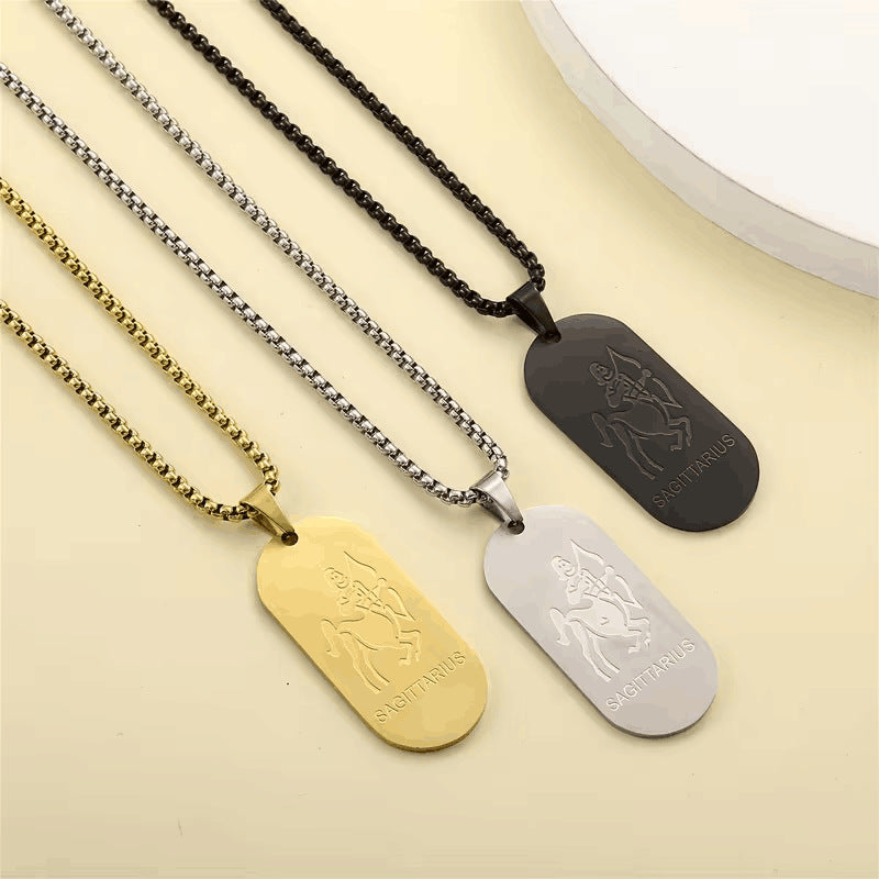 Aries Pendant Necklace In Steel Color, Simple Style Unisex Jewelry Made With Durable Titanium Steel
