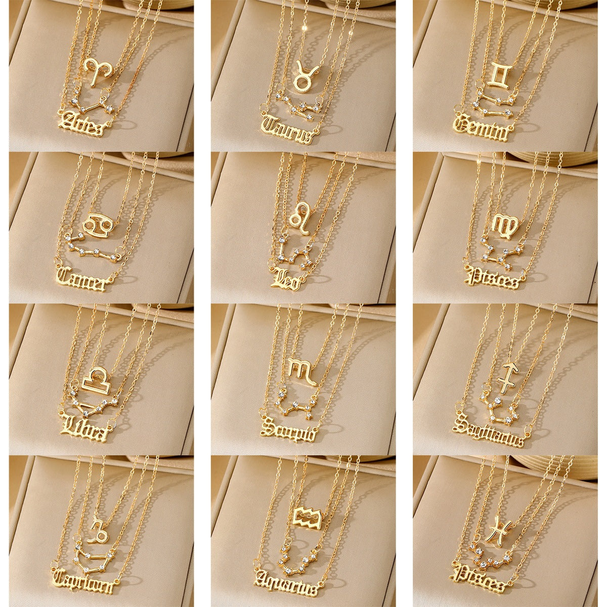 Aries Necklace For Women In Gold Alloy With Rhinestones Pendant And Cable Chain