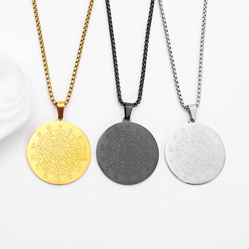Men's Constellation Pendant Necklace In Steel Color Featuring 304 Stainless Steel With Box Chain