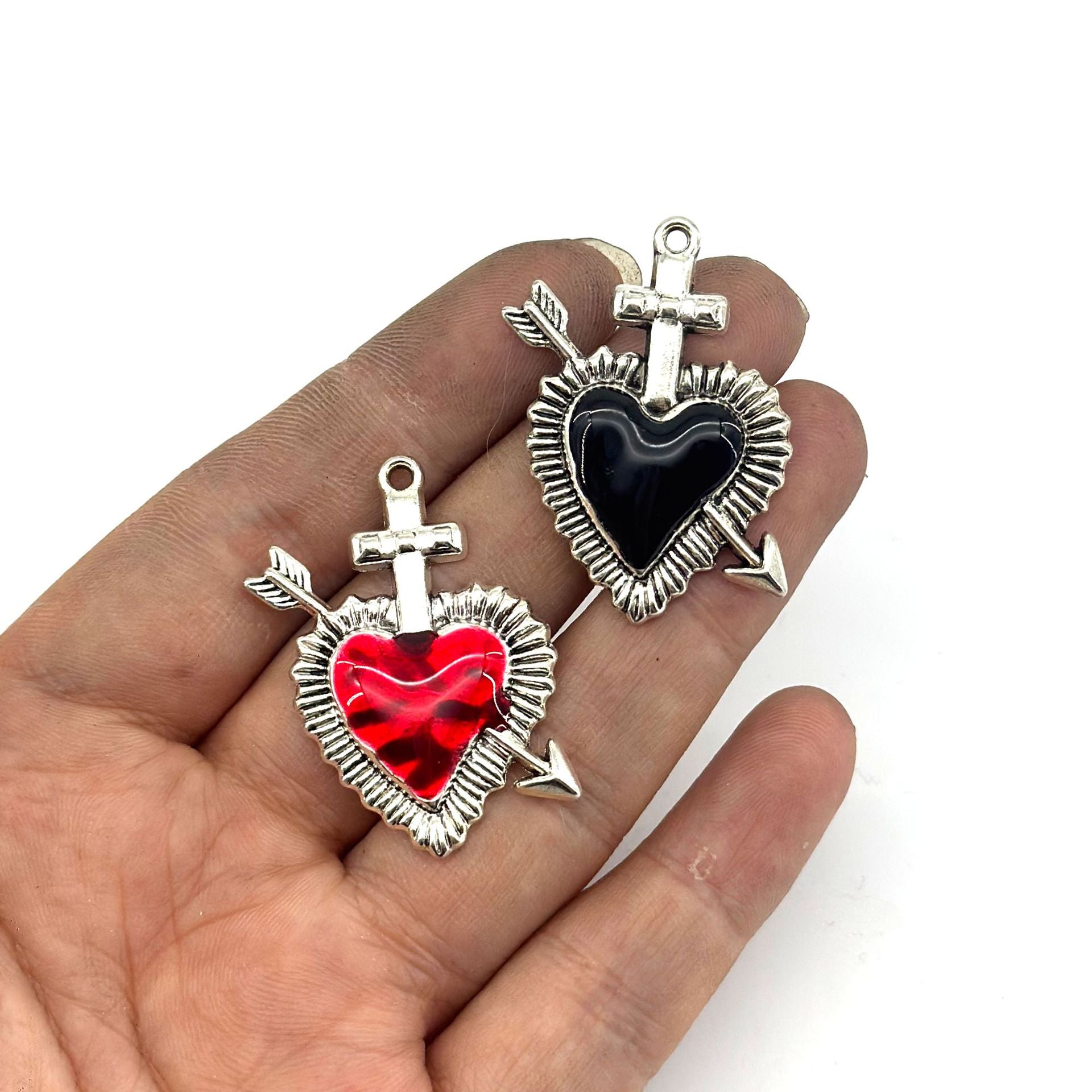 Heart Shape Alloy Earring Findings With Electroplated Finish In Gothic Style Jewelry Accessories
