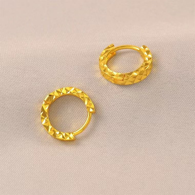Geometric Clip Earrings For Unisex, Electroplated Gold Plated Alloy With Alloy Ear Pins, Stylish Gold Tone