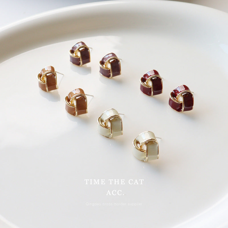 Color Block Two Tone Lilac Sleeper Earrings For Women In 18K Real Gold Plated Alloy