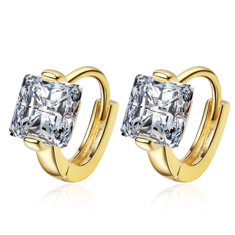 Geometric New Style Earrings For Women In Silver Copper With Rhinestones, 1 Pair