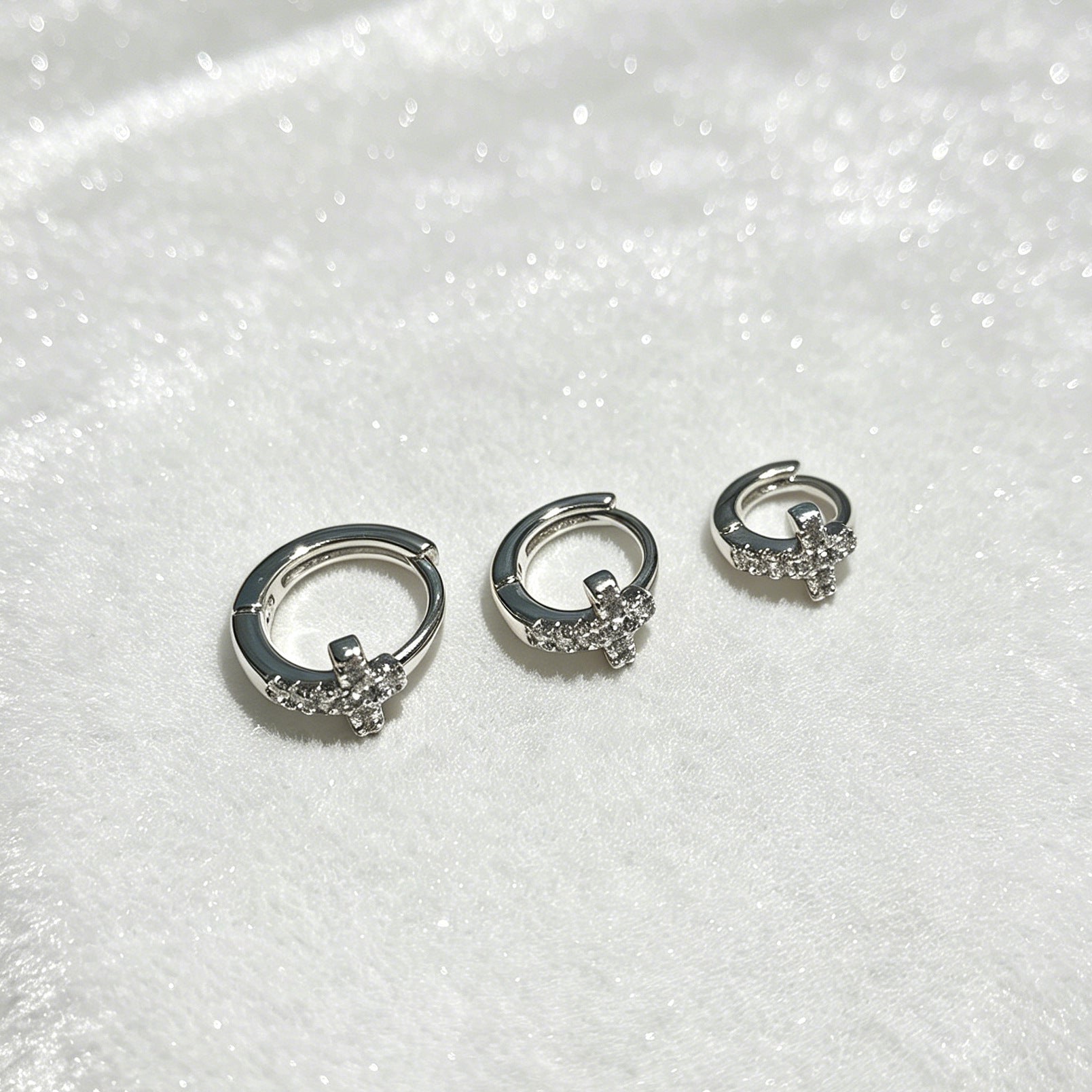 Luxurious Cross Stud Earrings For Women With 925 Sterling Silver Posts And Electroplated Alloy Featuring Rhinestones