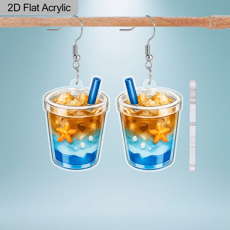 Cute Acrylic Cup Earrings For Women With Iron Ear Pins, Stylish And Lightweight Accessories
