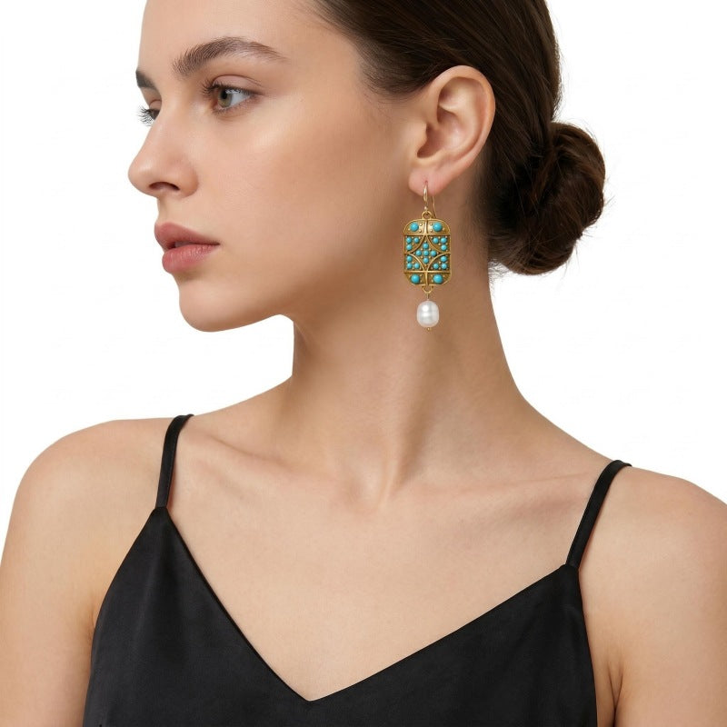 Geometric Earrings For Women Featuring Electroplated Zinc Alloy With Copper Ear Pins In Retro Style