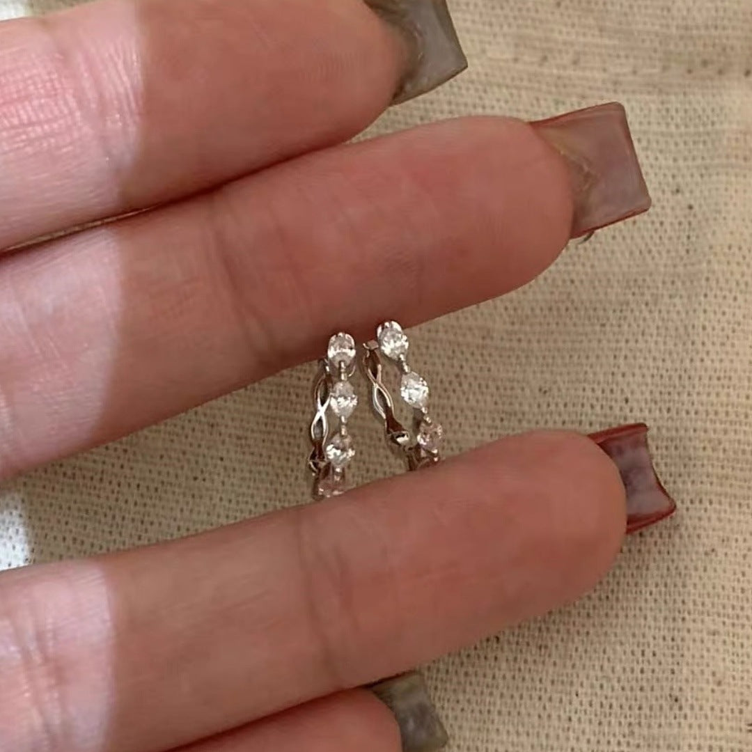 Gold Horse Sleeper Earrings For Women With 925 Sterling Silver Posts And Zircon Inlay, Copper Material