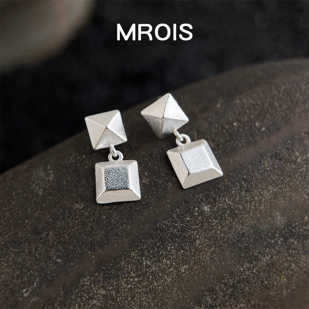 Geometric Earrings For Women With 925 Sterling Silver Posts, Simple Style, Electroplated Copper Base With Silver Plated Finish