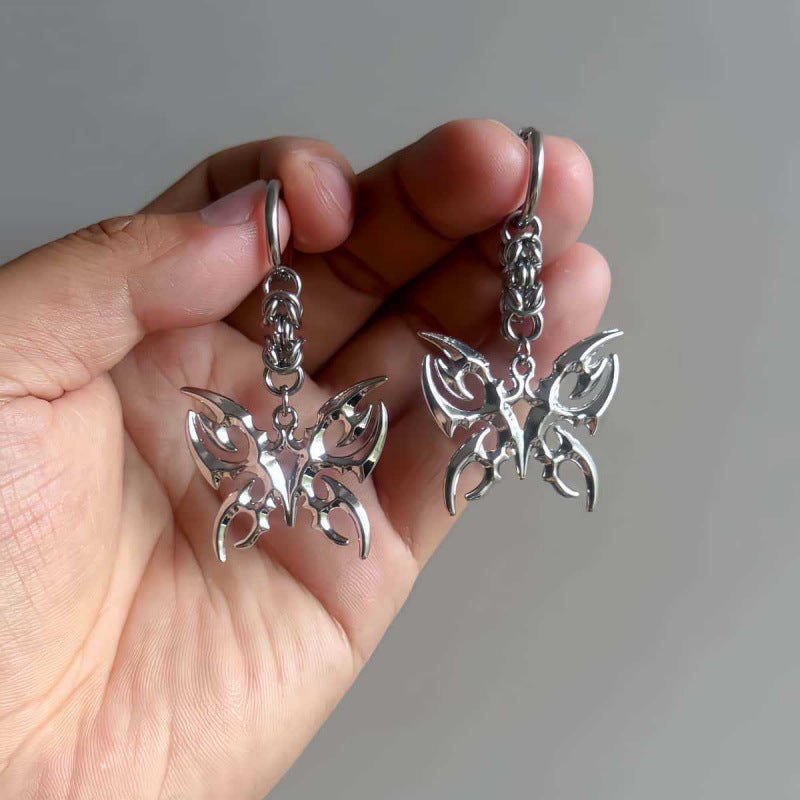 Butterfly Hoop Earrings For Women In Zinc Alloy Featuring Electroplated Finish And Simple Style With 304 Stainless Steel Posts
