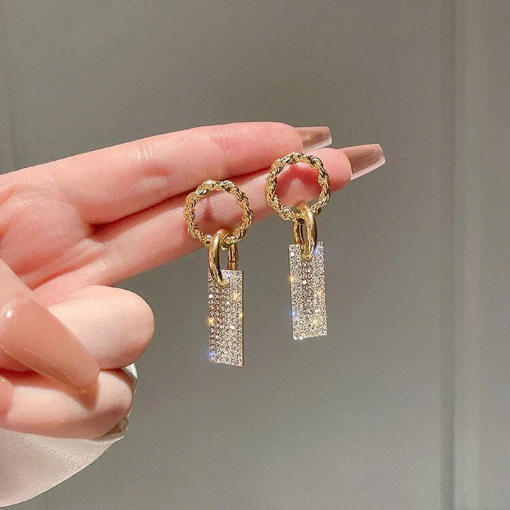 Geometric New Style Earrings For Women In Gold Copper With Zircon Inlay