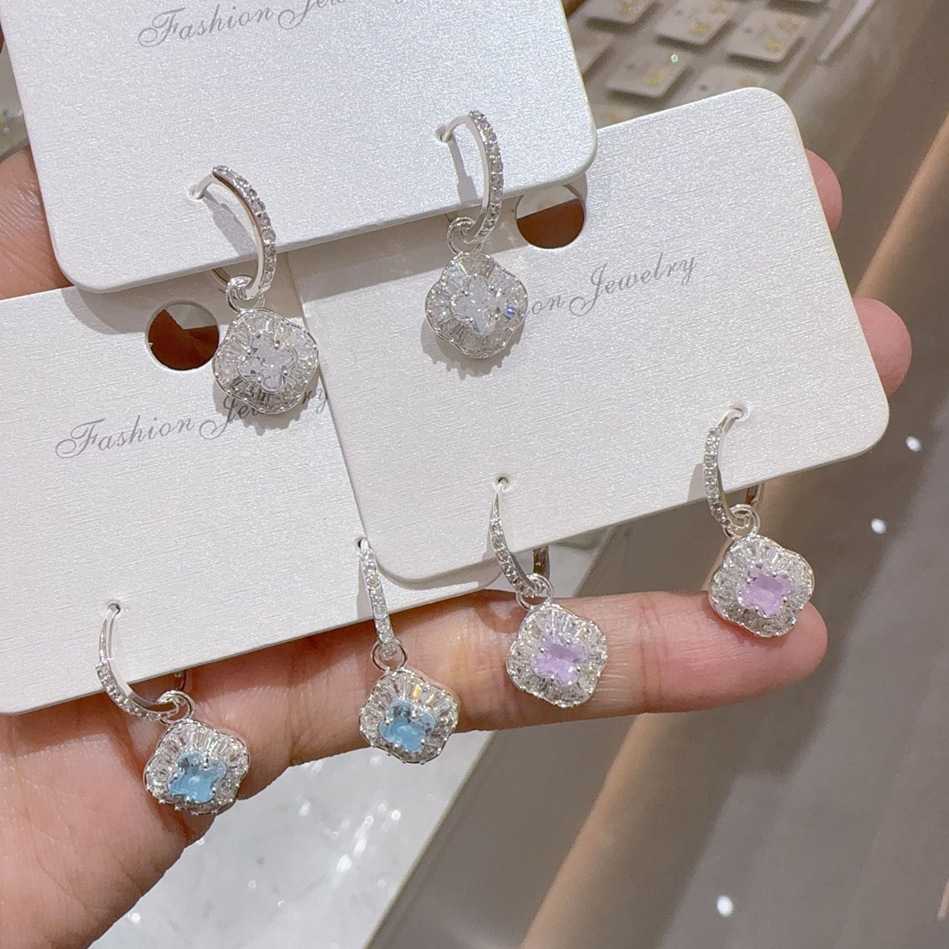 Geometric Earrings For Women Featuring Electroplated Finish And Copper Ear Pins Inlaid With Zirconia
