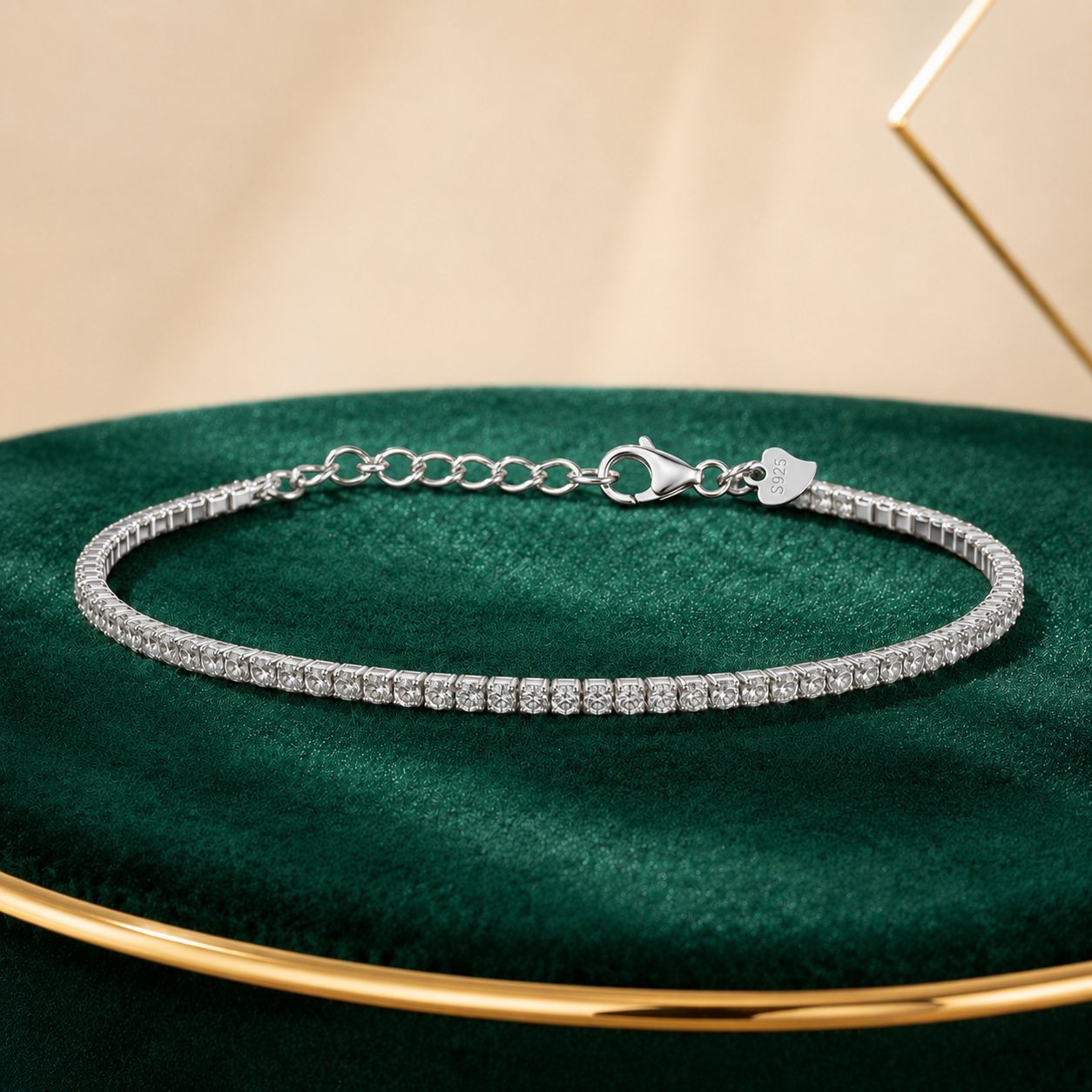 Moon Bracelet For Women In 925 Sterling Silver With Moissanite Inlay