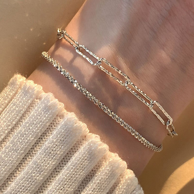 Maillard Style Circle Copper Bracelet With Electroplated Gold Plating Process In Silver, Unisex Design