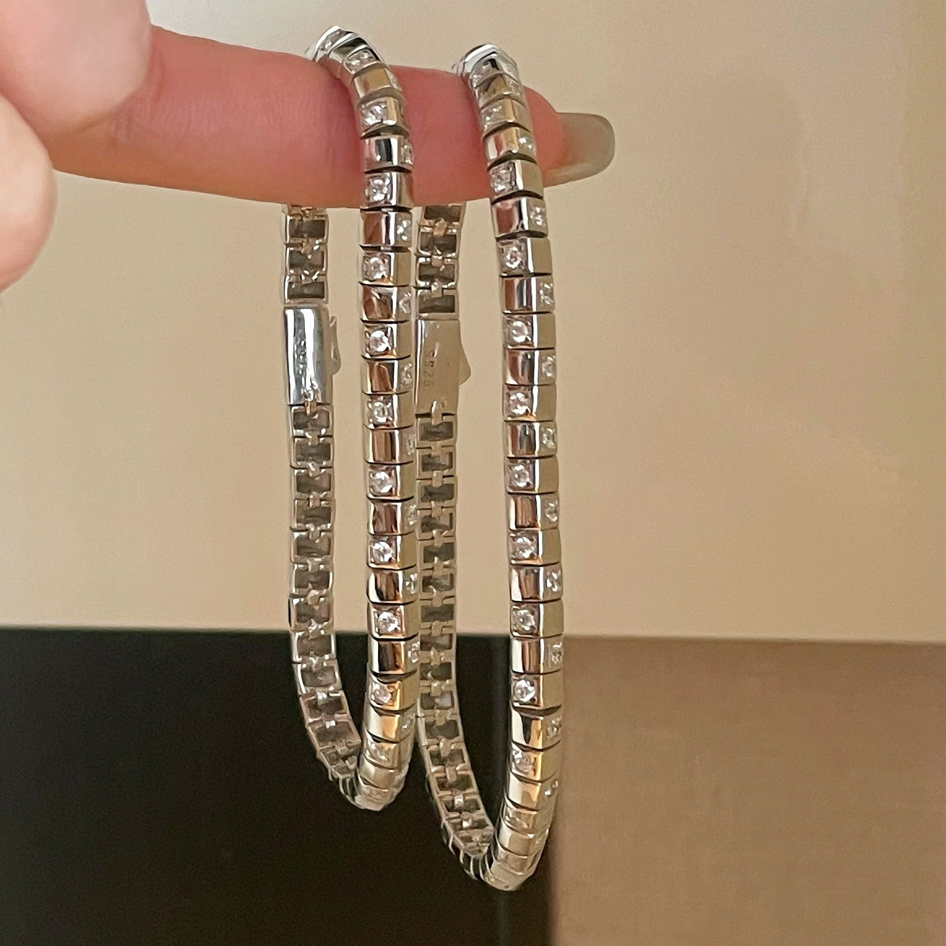Checkered Bracelets For Women In 925 Sterling Silver With Electroplated Gold Plating And Zircon Inlay