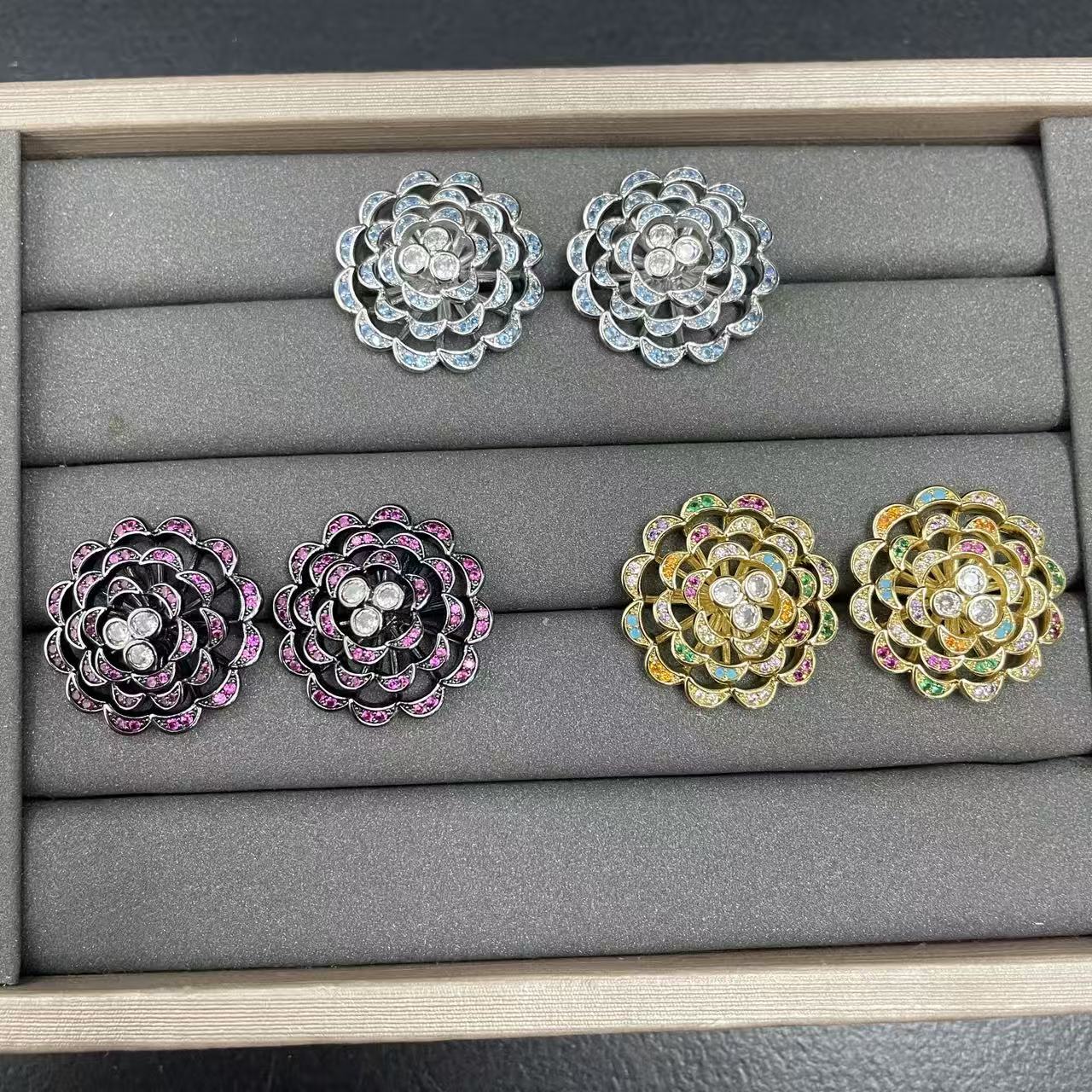 Blue Flowers Earrings For Women Featuring Copper With 925 Sterling Silver Posts In Sweet Style
