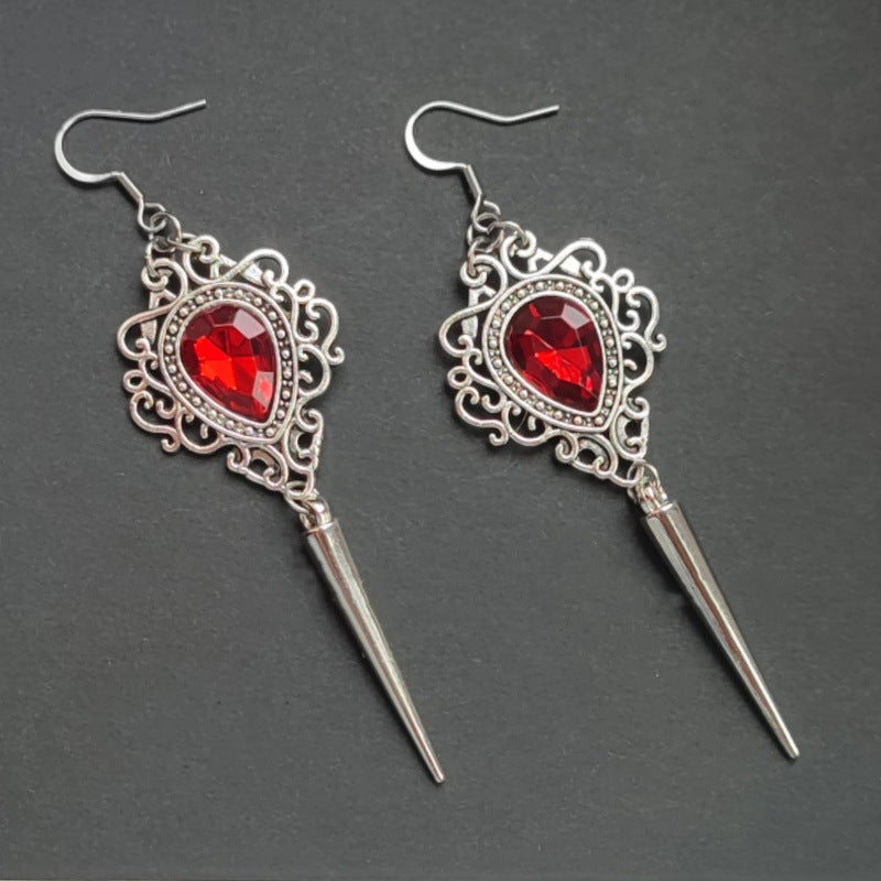 Blood Stains Earrings For Women In Red Featuring Copper Ear Pins With Gothic Style