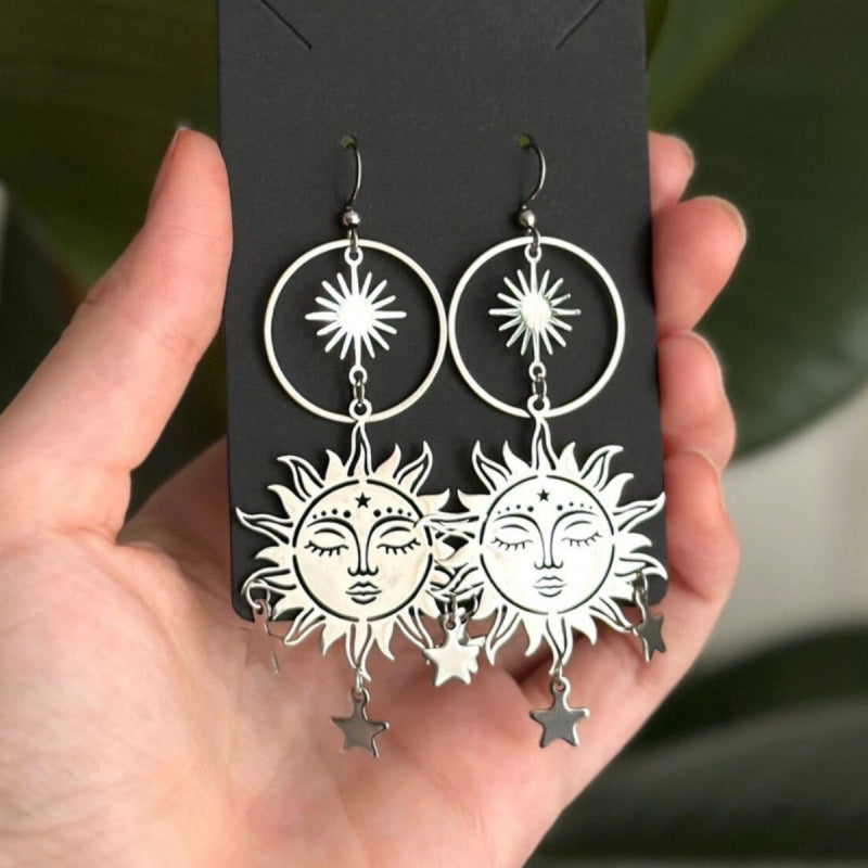 Handmade Bohemian Moon Earrings For Women In Silver Copper