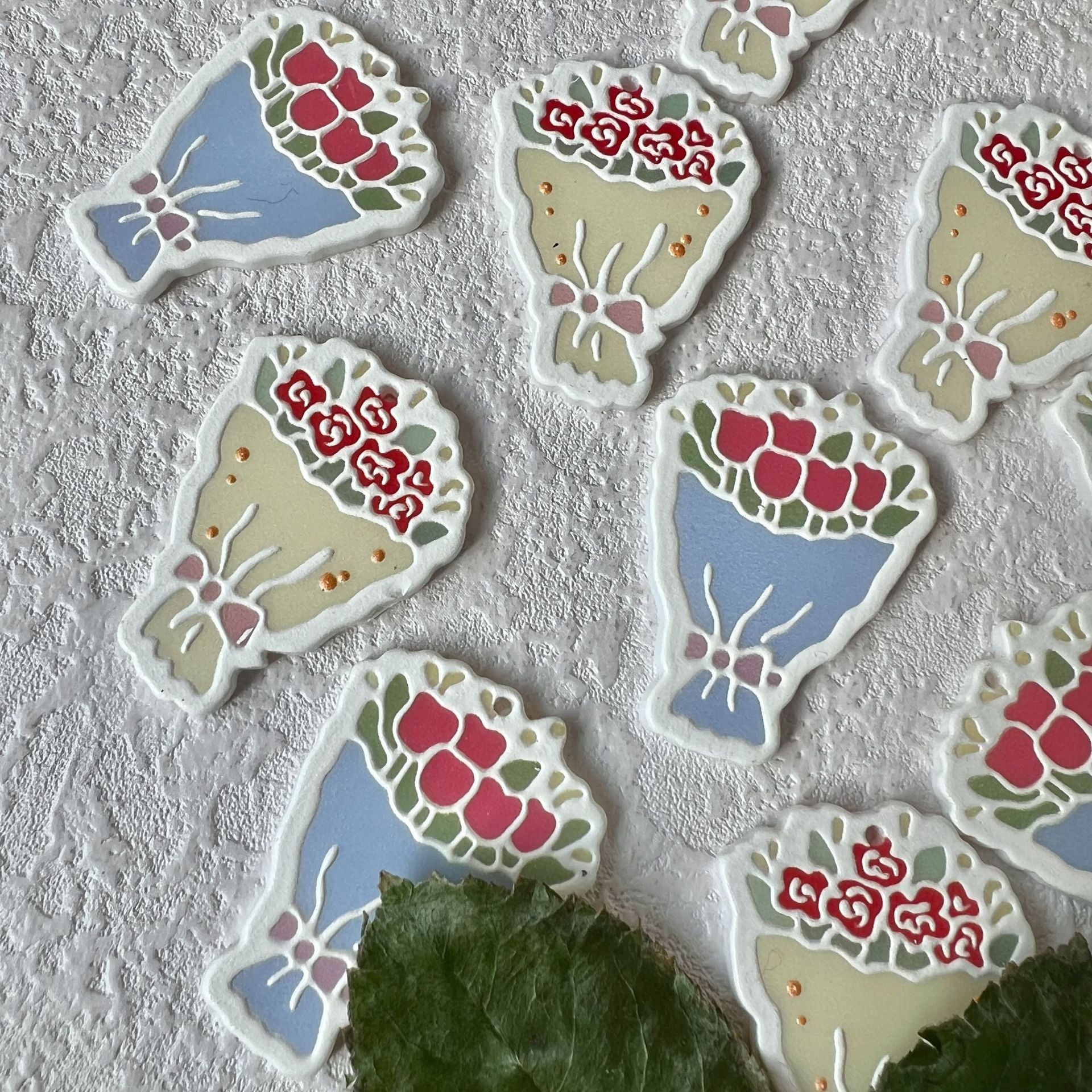 Blue Resin Flower Earring Findings With Printing Craft, Sweet Style Jewelry Accessories