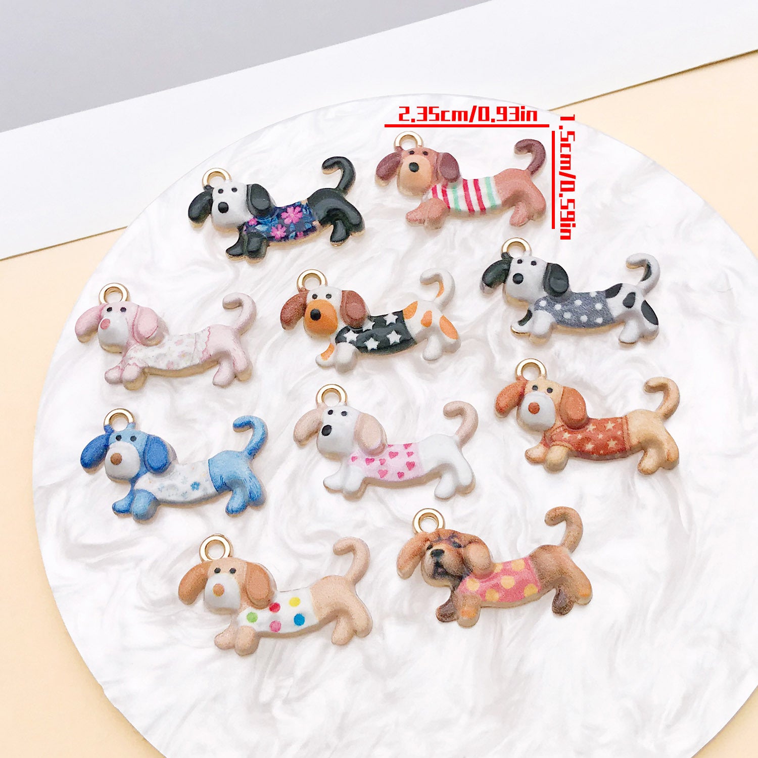 10 PCS Multicolor Enamel Alloy Dog Pendants With Oil Dyeing For Jewelry Making Accessories
