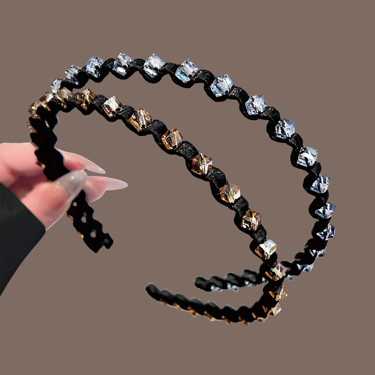Waves French Style Jewelry Headband For Women In Blue, Alloy Material, Perfect Summer Hair Accessory