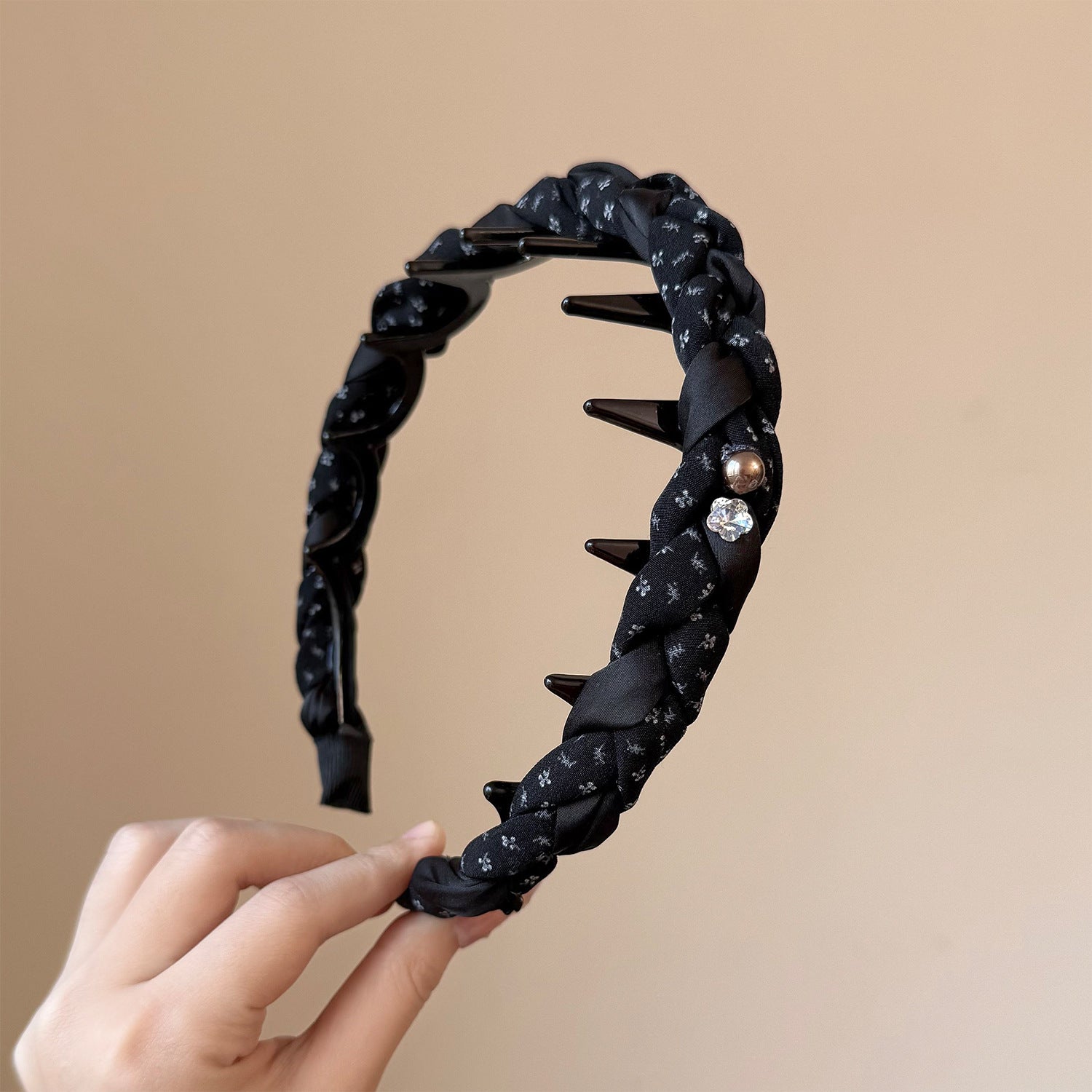 French Style Twist Hair Band For Women In Cloth Material With Rhinestones, Perfect For Summer
