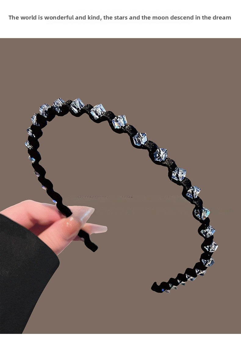 Waves French Style Jewelry Headband For Women In Blue, Alloy Material, Perfect Summer Hair Accessory