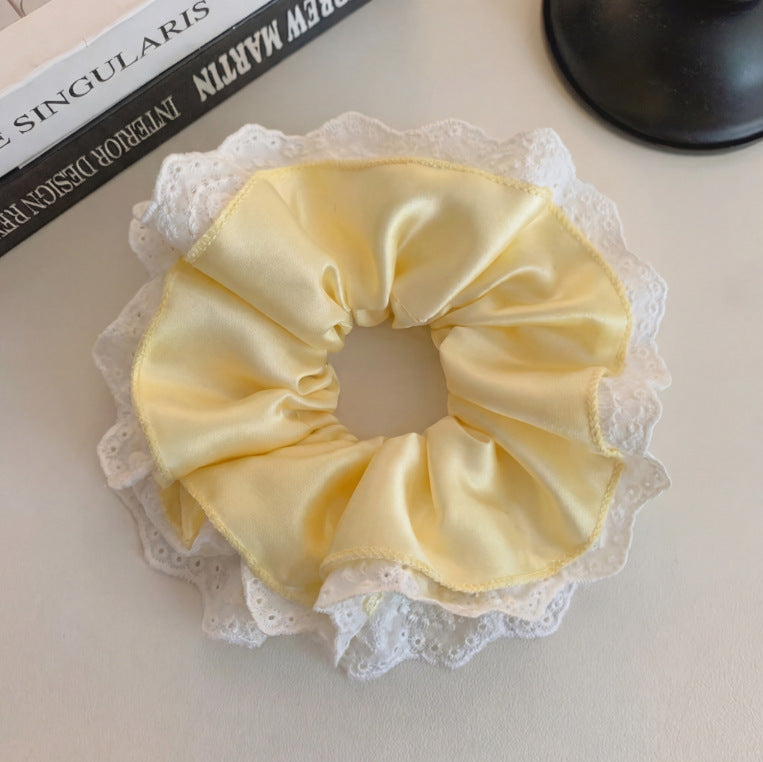 Casual Lace Scrunchie Hair Accessory For Women In Yellow, Perfect For Spring